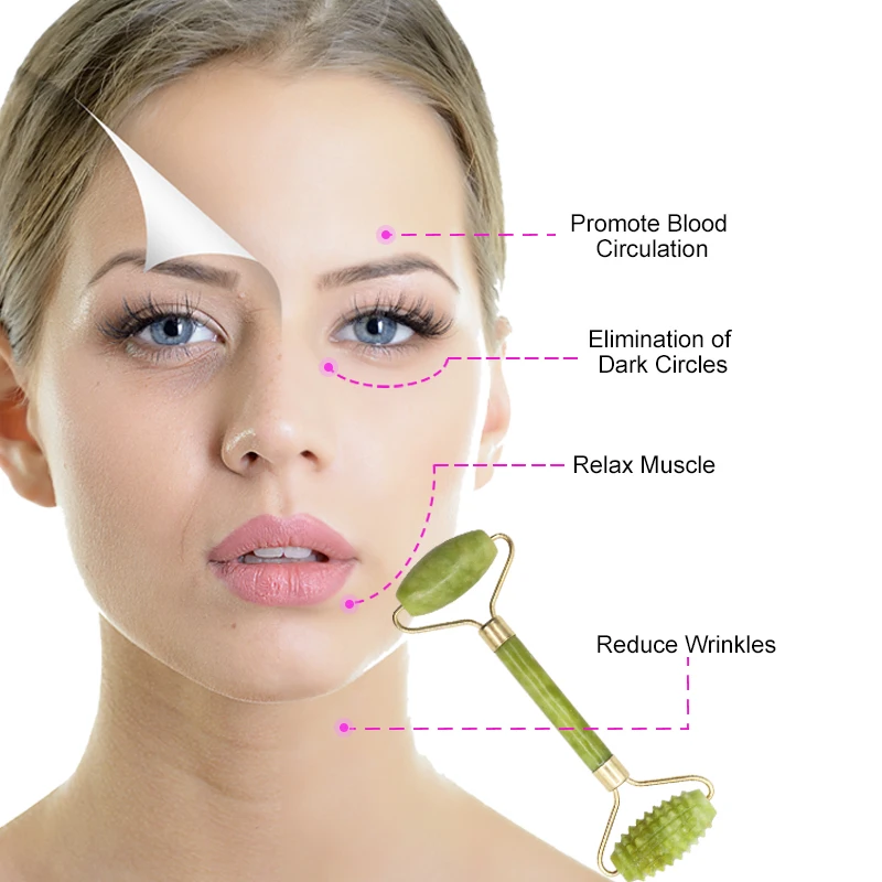 2019 ролик уход за кожей лица тонкий массажер из натурального камня нефрита