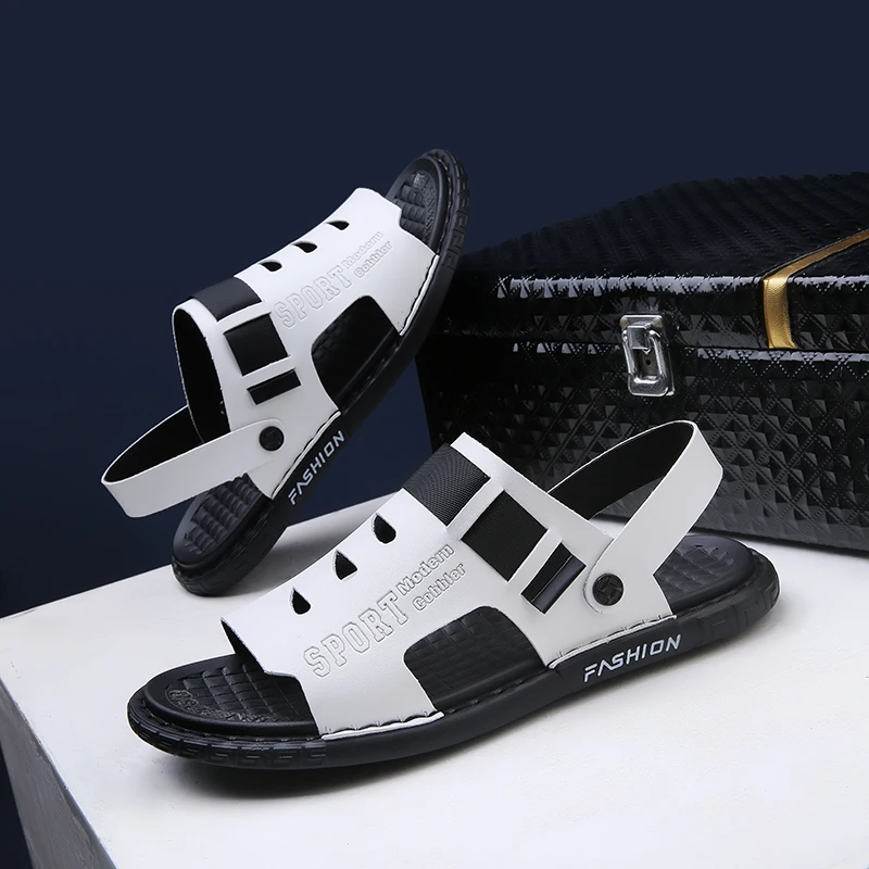 

man sandals 2019 new summer men shoes outdoor casual leather genuine roman 39 beach handmade for closed toe gladiator breathable