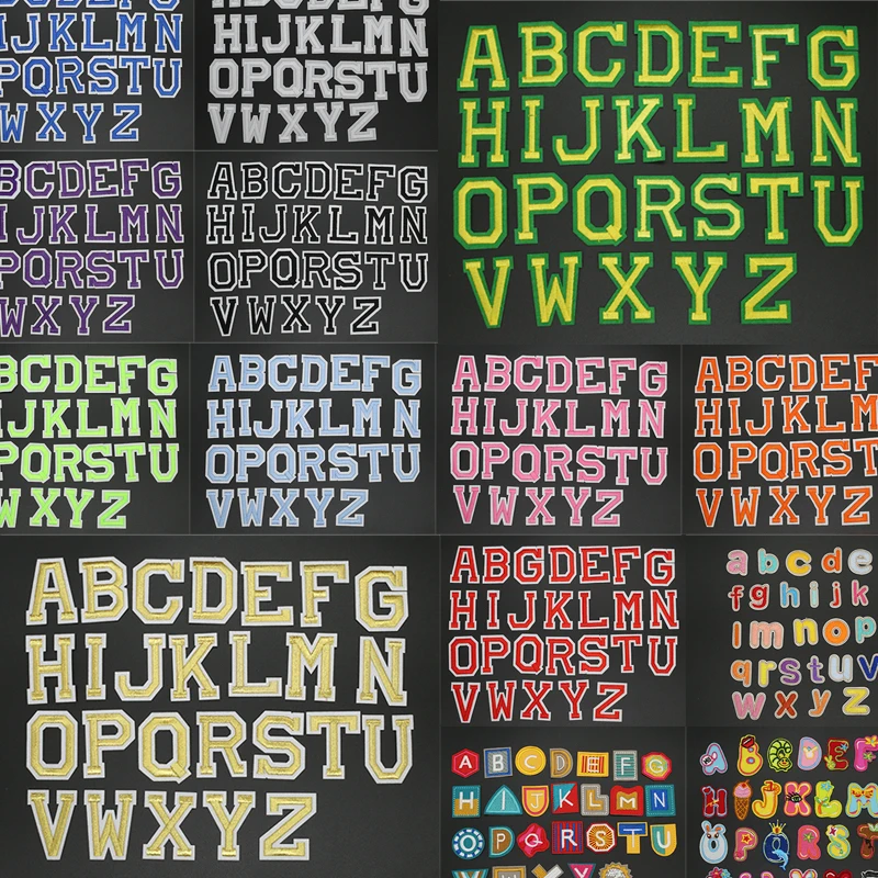 26 шт./лот нашивки с железными буквами для одежды логотип железная нашивка на