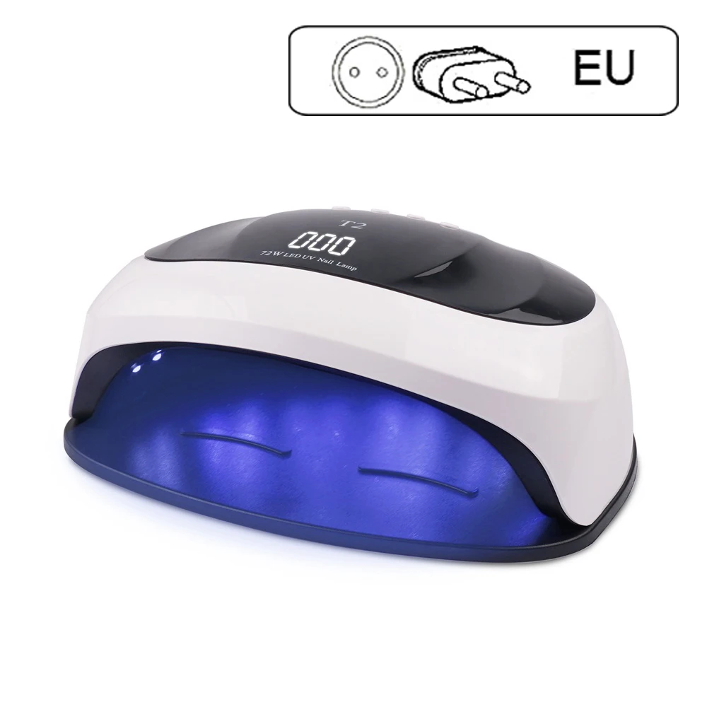 T2 72W EU Plug SUN H4 Plus 72 Вт 36 светодиодный УФ-светильник для сушки ногтей Сушилка для ногтей 100-240 В ЖК-дисплей автоматический датчик профессионального дизайна ногтей - Цвет: T2 72W EU Plug