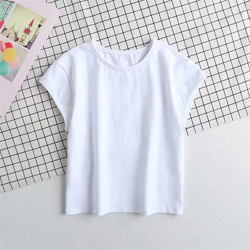 Женский топ с коротким рукавом облегающий однотонный белый зеленый черный