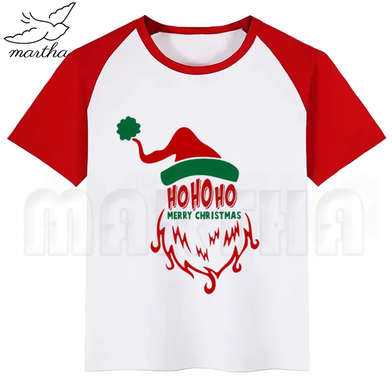 Kids Merry Christmas animal Funny Printing Tshirt Boys T Shirts Children Short Sleeve T-Shirt Printed Child Tees Clothes | Детская