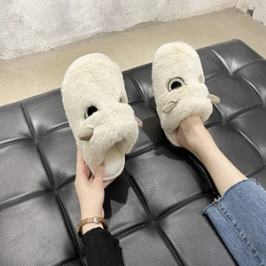 Cute Slip Slippers Home Warm Plush Cat Women Shoes Winter Bedroom Female FlipFlop Flats Indoor Casual Female  2021 Comfortable