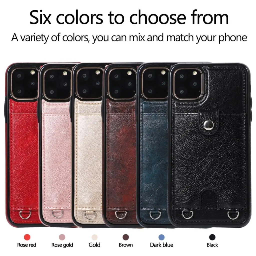 

Vintage PU Leather Back Cover for iPhone 11 11 Pro Shouldbag Wallet Card Case for iPhone 11 Pro Max Case With Strap