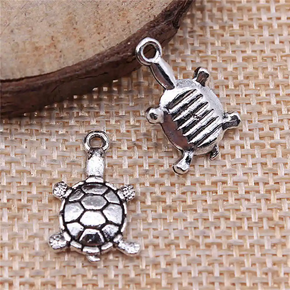 

Handmade Pendants For Jewelry Accessories 20pcs Tortoise Charms 18x11mm Antique Silver Plated