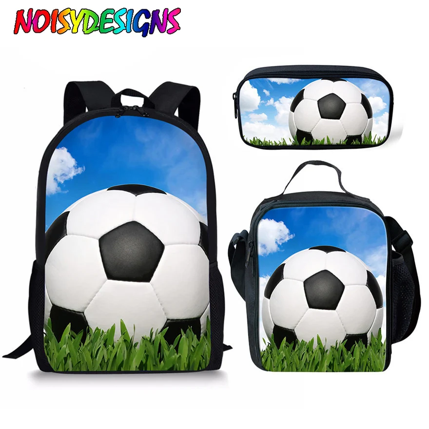 NOISYDESIGNS 3 шт./компл. школьные сумки для детей 3D стопы мяч печати Школьный рюкзак