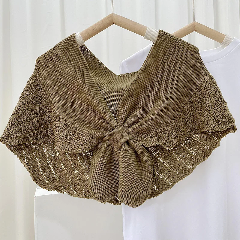 

Knitted Mermaid Shoulder Scarf Detachable Collar Solid Outdoor Shawl Scarves