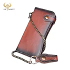 Роскошный мужской дизайнерский чековый клатч из натуральной кожи от известного бренда с тиснением дракона, железный Органайзер на цепочке, кошелек, клатч, сумка 1088