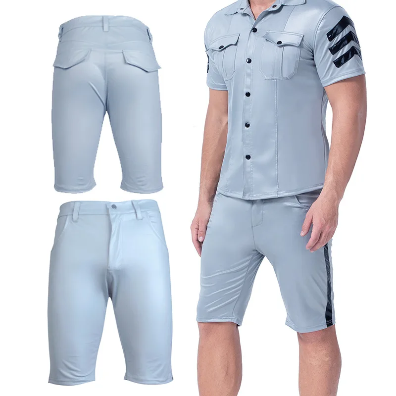 Новинка мужские шорты из искусственной кожи штаны с локомотивом дикая кошка