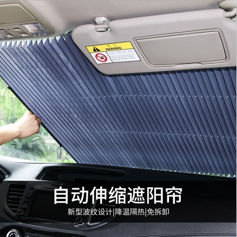 

Car sunshade, sun-proof, heat-insulating sunshade, automatic retractable shading front curtain, car windshield sunshade