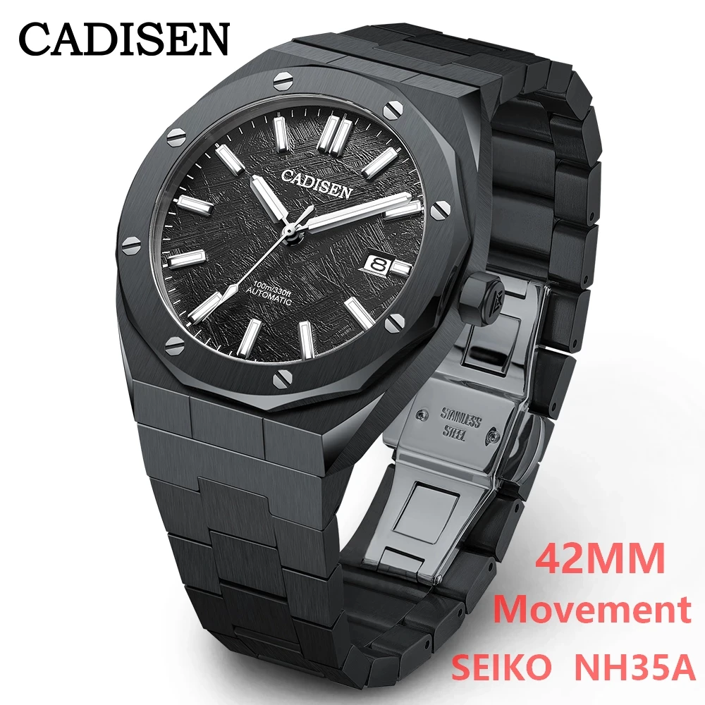 

2021 NEW CADISEN Japan SEIKO-NH35A Men's Watch Mechanical Automatic Wrist watch 100M Waterproof Sapphire Diver Watch Men Clock