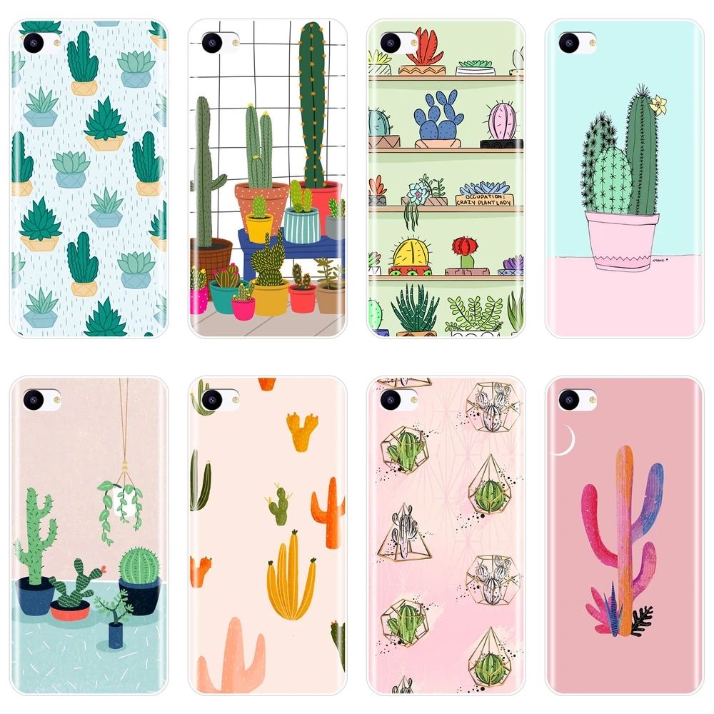 Кактус зеленые растения розовый Силиконовый чехол для телефона Meizu 16x15 Lite 16 Plus