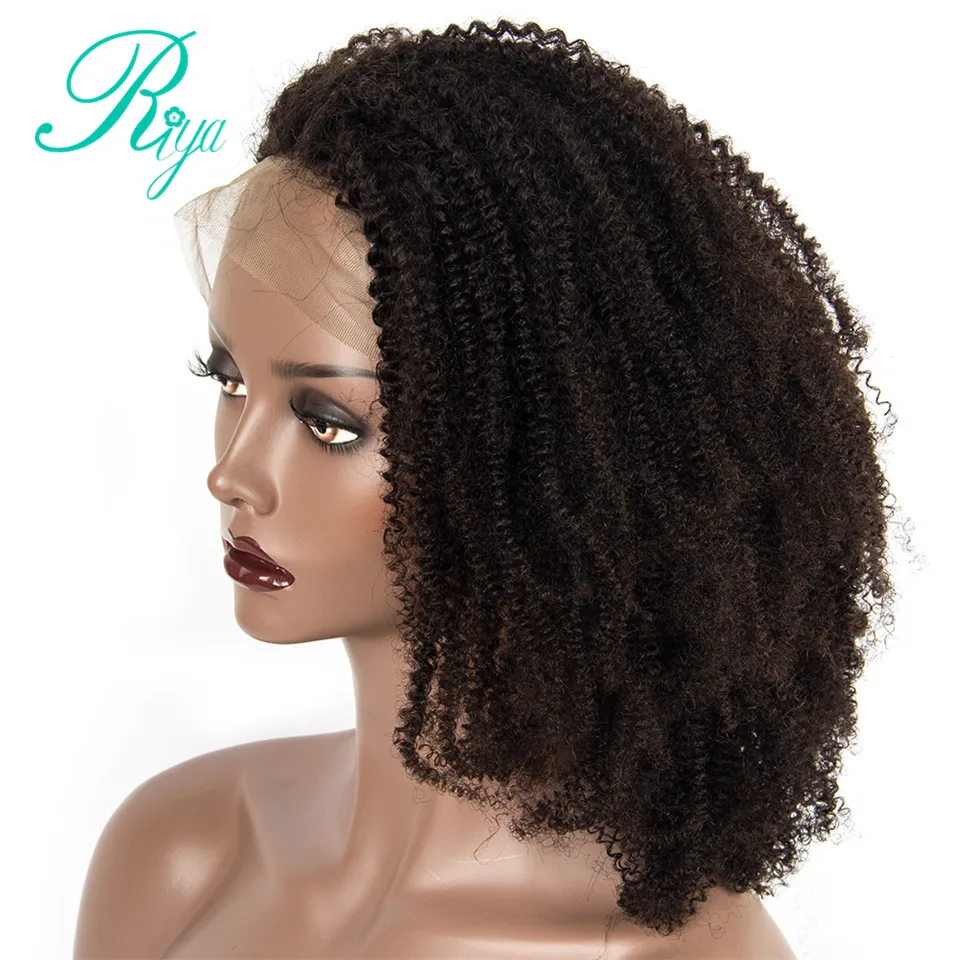 250% плотность афро кудрявые кружевные передние человеческие волосы парики для