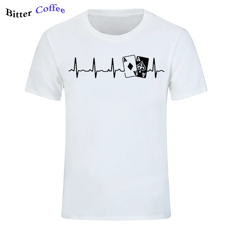 

NEW tee shirt poker heartbeat shirt anime homme gray for men clothes cotton cheap custom Summer Short Sleeve printed t shirts