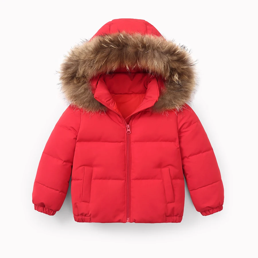 Winter Baby Jacket For Girls Boys Down Jacket Kids Warm Fur collar Hooded Outerwear Coat Children Clothes 4 6 8 10 11 Years