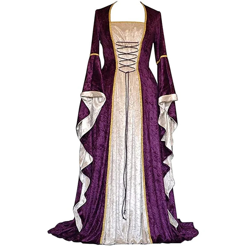 Женский длинный костюм для косплея длинное платье в стиле ретро с квадратным