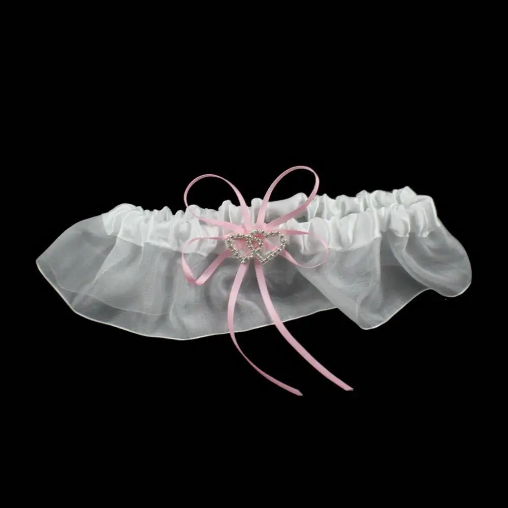 OurWarm 20cm Wedding Pillow Cushion Ring Double Heart Ring Rhinestone Pillows Baptism Wedding Birthday Party Favors Decoration - Цвет: pink