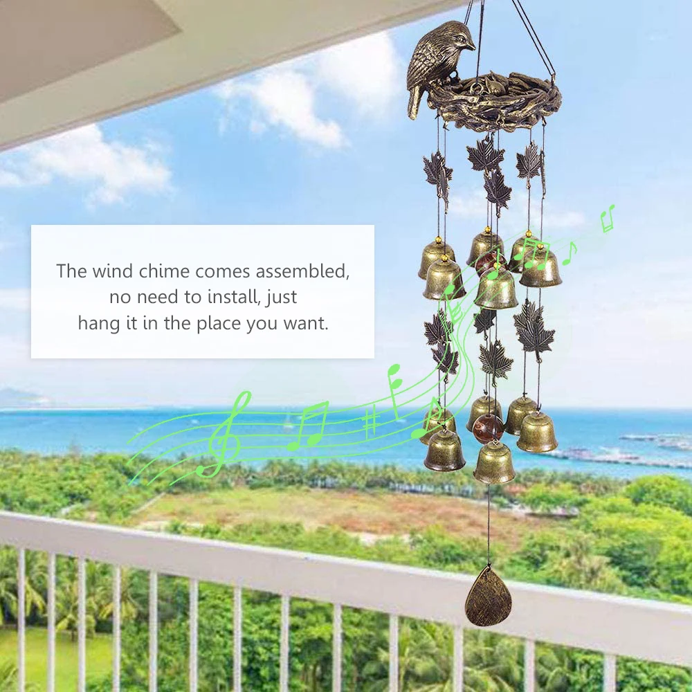 

Винтажные ветряные колокольчики, уличные колокольчики с 12 колокольчиками, подвесные украшения для мамы, ребенка