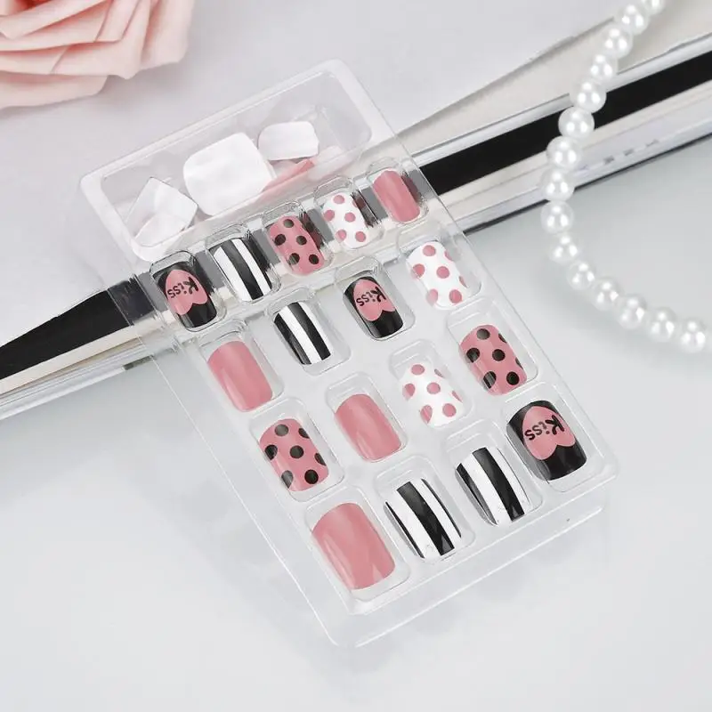 Горячая продажа накладные ногти полное покрытие дизайн 24 шт милый поцелуй Точка