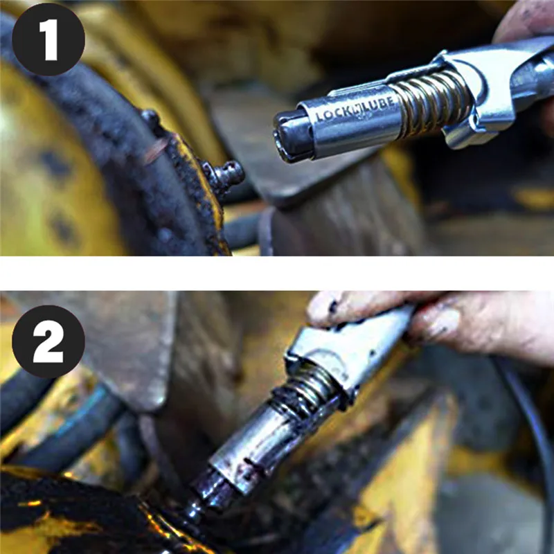 

Oil Gun Nozzle Heavy Duty Quick Release Grease Gun Coupler Lubricating Double Handle Grease Filling Head Self Locking