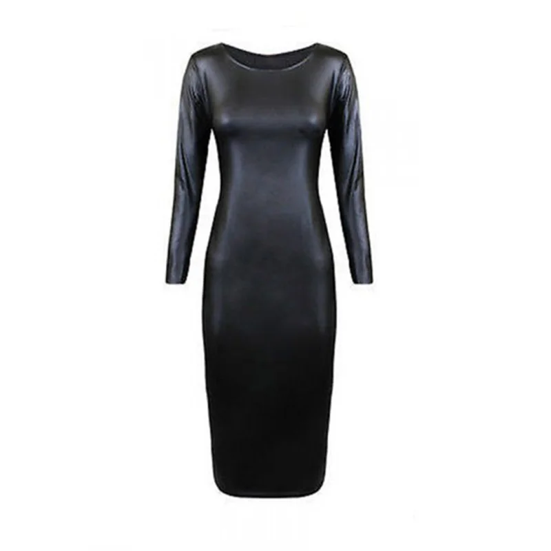

Plus Size Sexy PU Leather Dresses Women Black Casual Elegant Ladies Short Sleeve Party Night Club Bandage Dress Vestidos Mujer