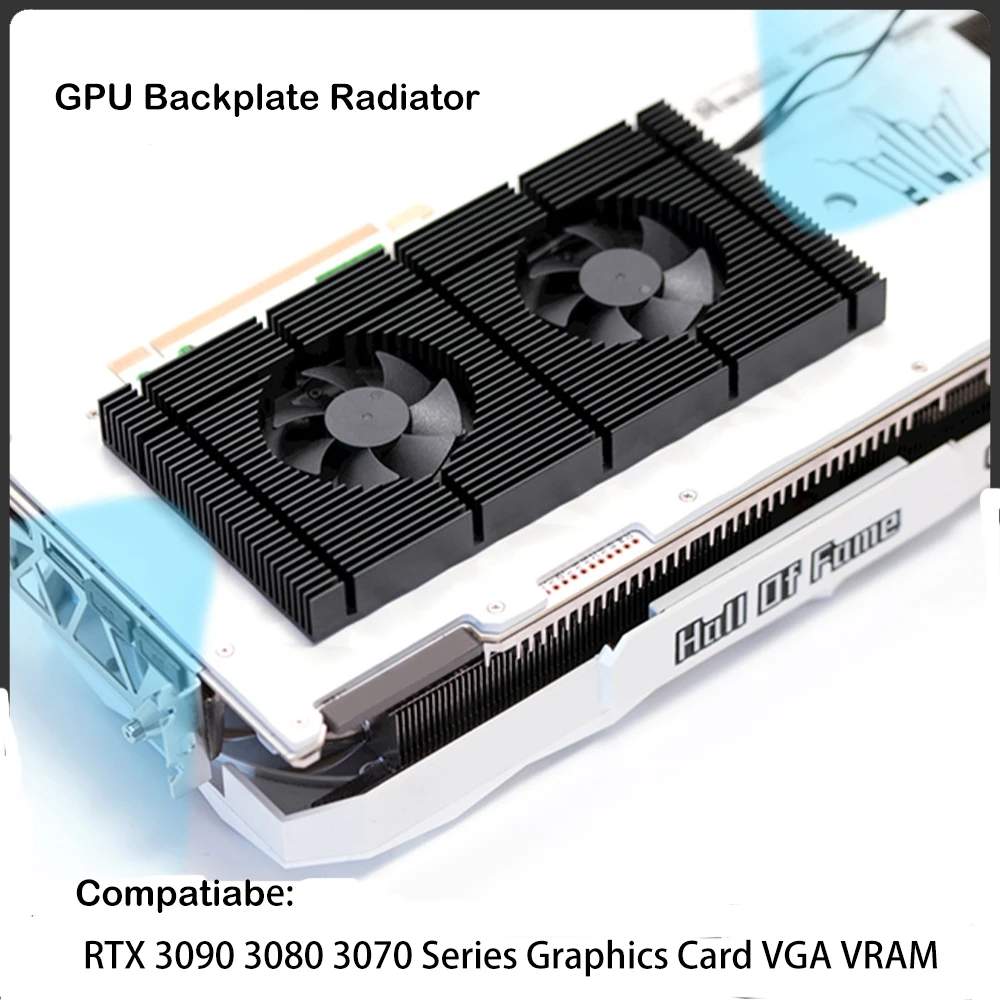 

Радиатор задней панели графического процессора для RTX 3090 3080 3070 серии Графическая карта VGA VRAM, алюминиевая панель + двойной вентилятор охлажд...