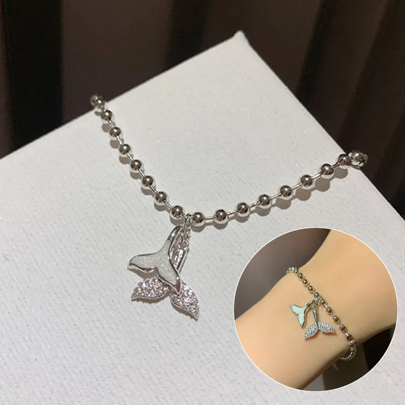 Двойной рыбий хвост Дельфин браслет с хвостом Подвески кулон бусы Женская мода