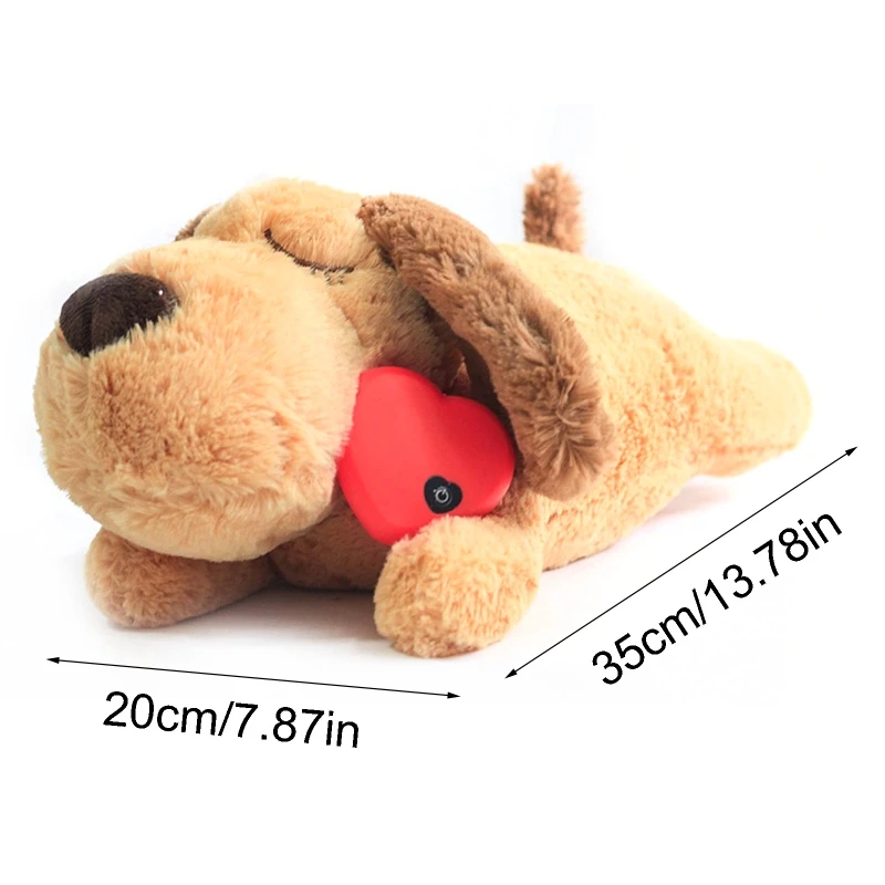 

Cute Heartbeat Puppy Behavioral Training Toy Plush Pet Snuggle Anxiety Relief Sleep Aid Doll Durable Dog Chew Toys for Chewers