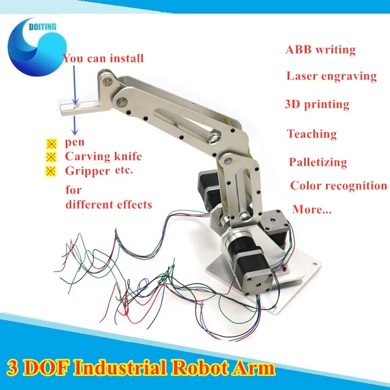 Kopen 3DOF Robot Mechanische Arm Industriële Robot Arm Met Hgh Precisie Stappenmotor 3D Afdrukken/Kleurherkenning/Palletiseren