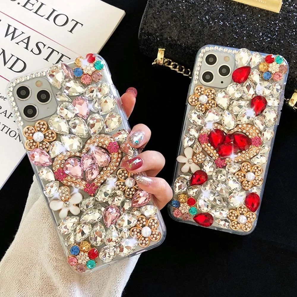

Bling Love Heart Case for Xiaomi 10 Pro 10 Lite Mi 10T Pro 10T Lite 8 Lite 9 Lite 11Ultra Shiny Diamond Rhinestone Glitter Coque