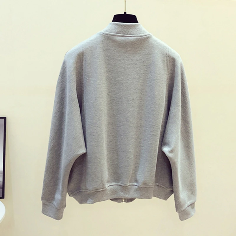 Женская Базовая бейсбольная куртка однотонная бойфренда с длинным рукавом