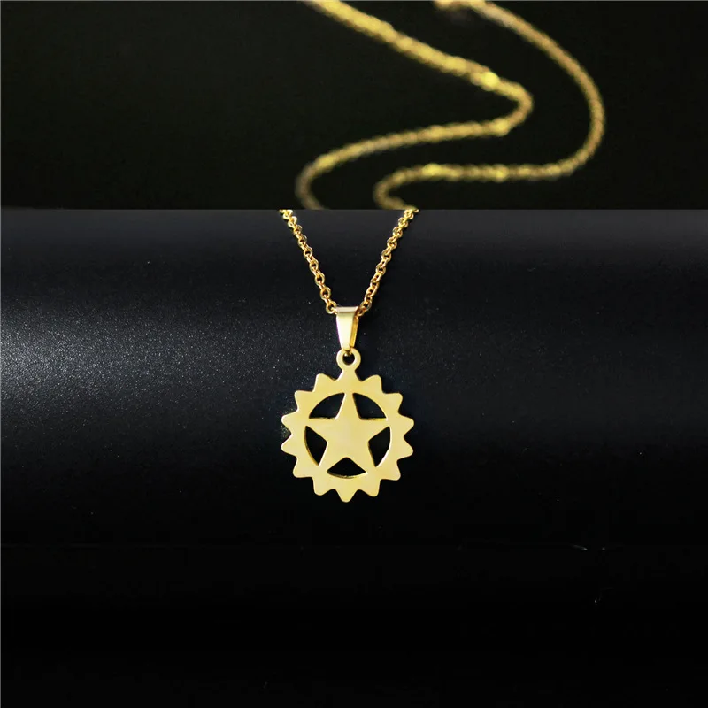 

Gold Heart Star Pendant Necklace for Women Stainless Steel Dolphin Pig Fox Pattern Chain Necklace Fashion Friends Couple Jewelry