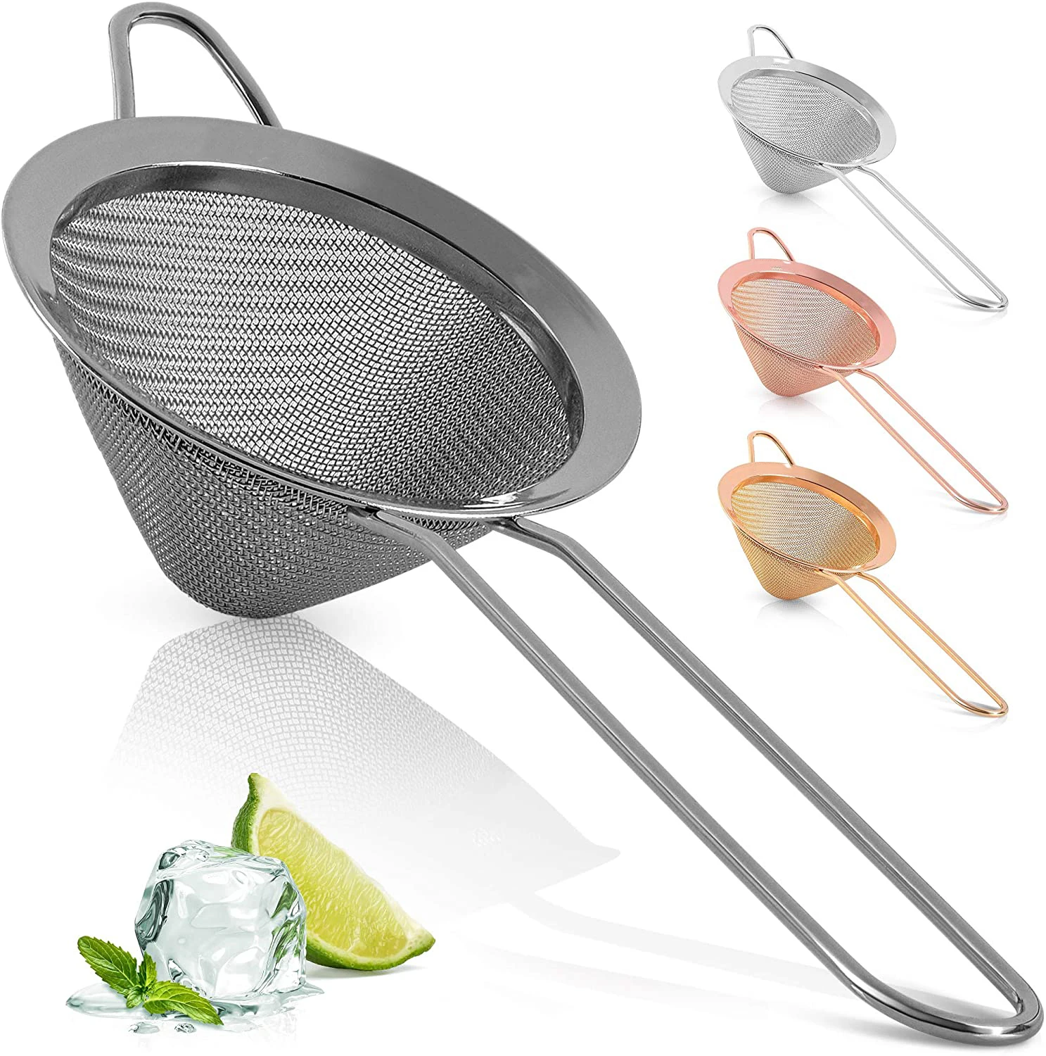 

304 Stainless Steel Food Strainers Cone Shaped Cocktail Strainer For Cocktails Tea Herbs Coffee Drinks Fine Mesh Strainer Spoon