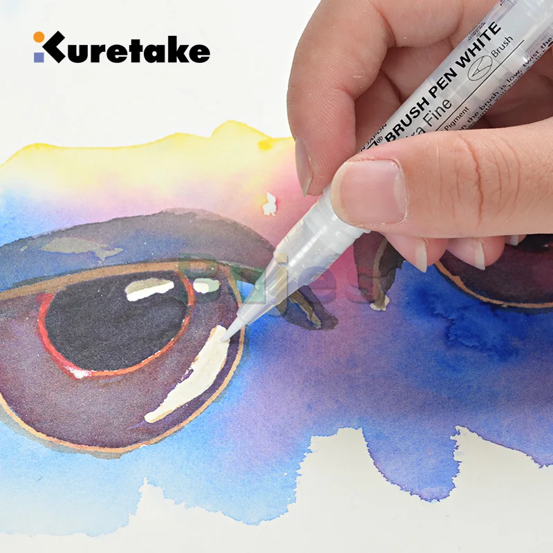 Ручка-кисть Kuretake ZIG BRUSH белая ультратонкая для ярких иллюстраций и рисунков манги