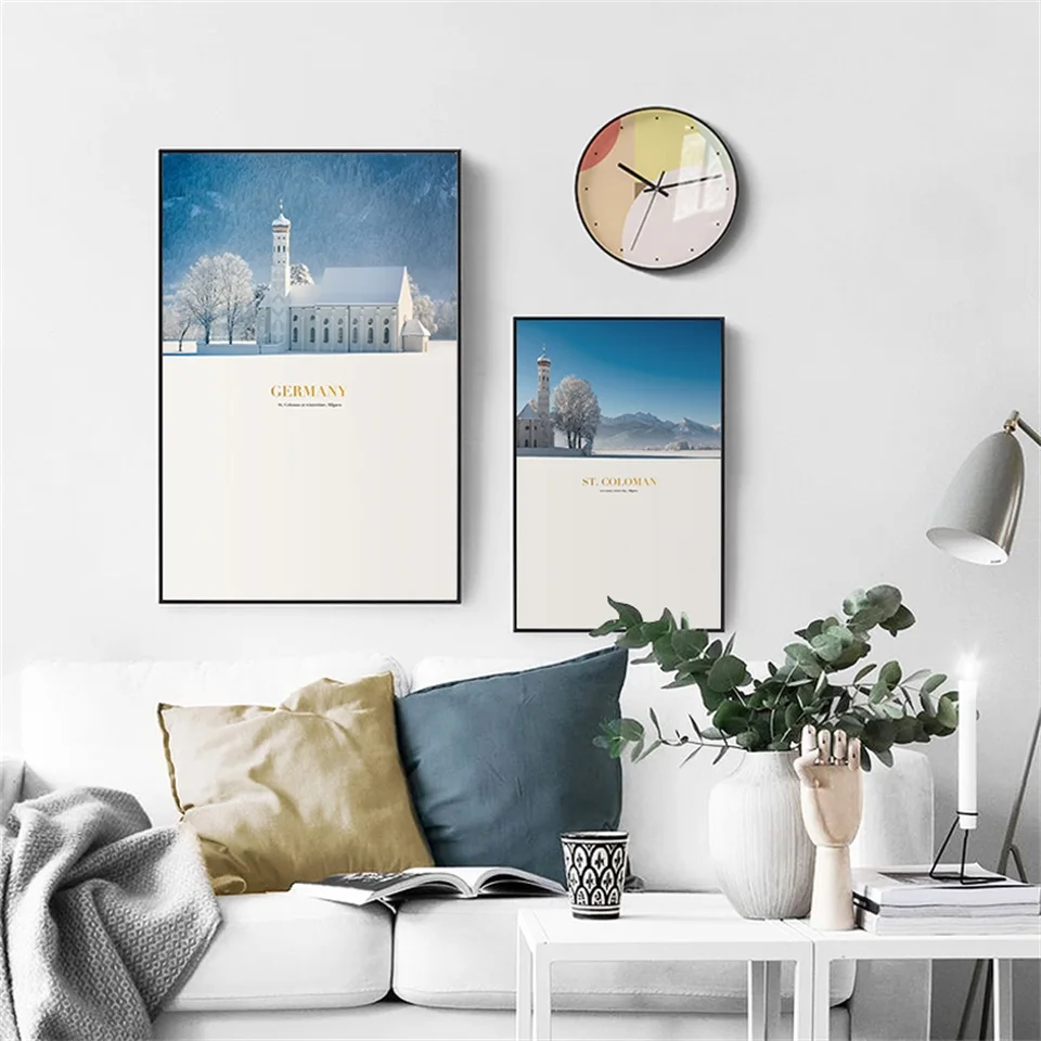 Городское здание плакат пейзаж настенное искусство природа холст живопись фото