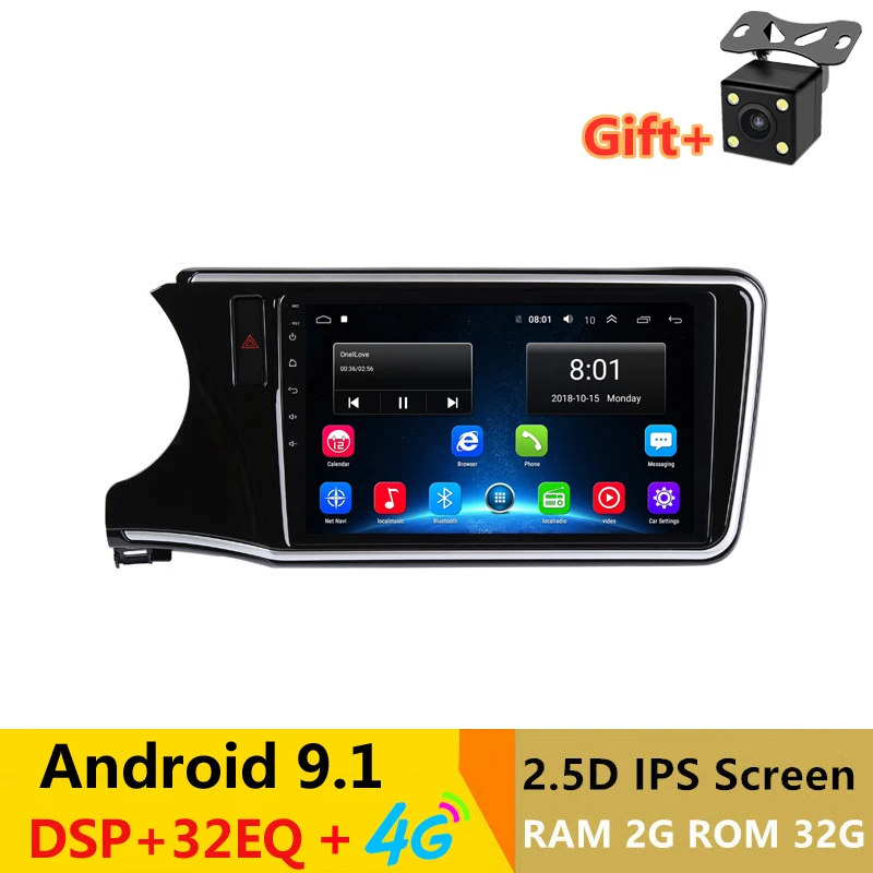 10 1 &quot2.5D IPS экран Android автомобильный DVD мультимедийный плеер GPS для HONDA CITY 2014 2015 2016