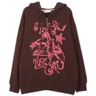 Худи на молнии в готическом стиле, повседневная куртка с длинным рукавом, уличная одежда с принтом граффити, свободная толстовка в стиле Харадзюку Y2K, новинка 2021