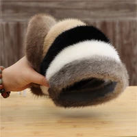 new winter real mink fur headband for women hair accessories solid head wraps warm furry gift