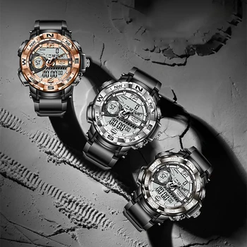 Mens Watches LIGE Sport Men Quartz Wristwatch Creative Diving Waterproof Alarm Watch Dual Display Clock Relogio Masculino 2021 Other Image
