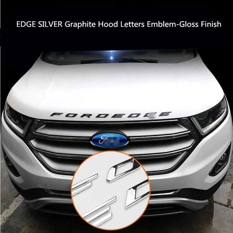 Для Ford EDGE Se 2012 2013 2014 2015 2020 Серебряный графитовый капот буквы эмблема блестящая
