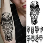 Татуировка Временная водостойкая, наклейка на руку для мужчин и женщин, тигр, волк, гора, флэш-тату, Инь и Ян, боди-арт