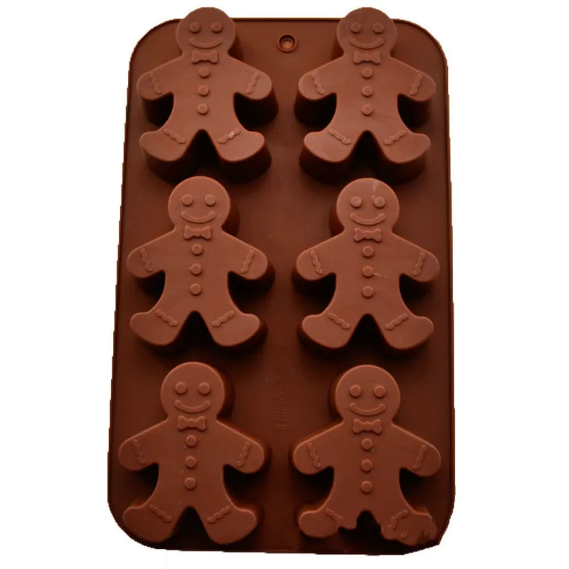 

1pc Silica Gel 6 Grids Little Snowman Gingerbread Man Mould Cake Mould Ice Lattice Homemade Cookie Silica Gel Cake Baking Mold