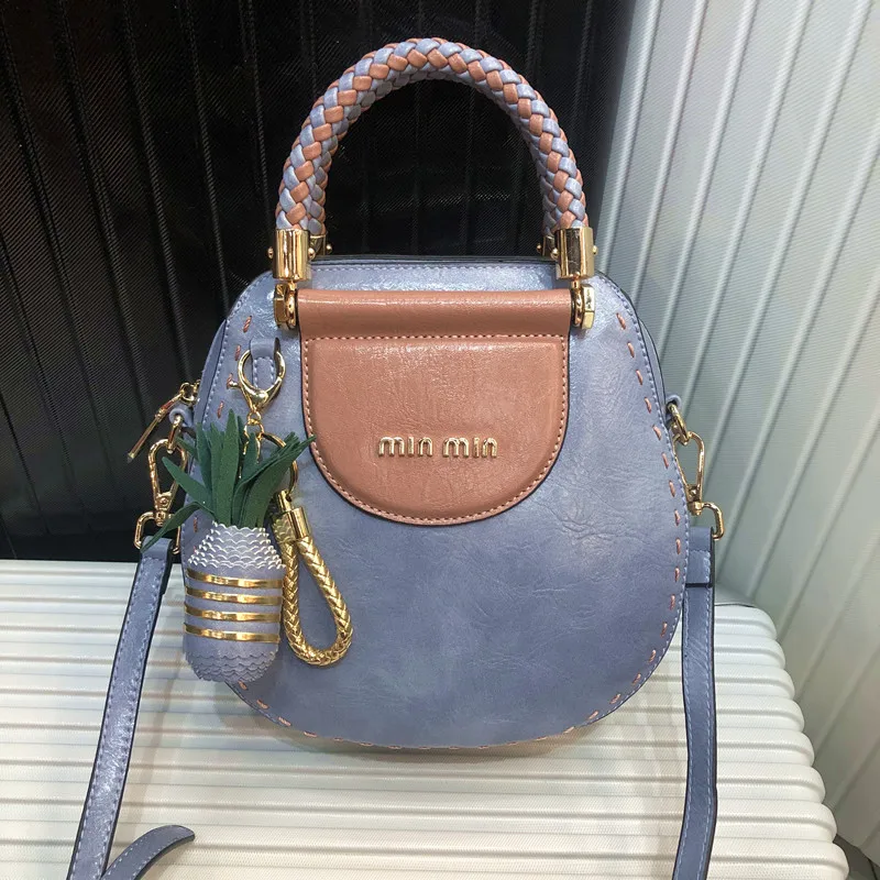 

2021 Top Quality Luxury Brand High Quality Spring New Fashion Contrast Color Handbag Cowhide Single Shoulder Diagonal Female Bag