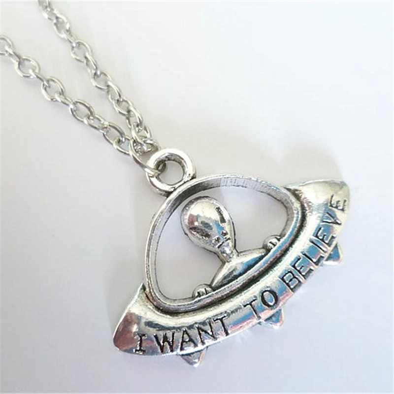 Цепочка чужой ожерелье в виде НЛО космические ювелирные изделия инопланетян Sci Fi