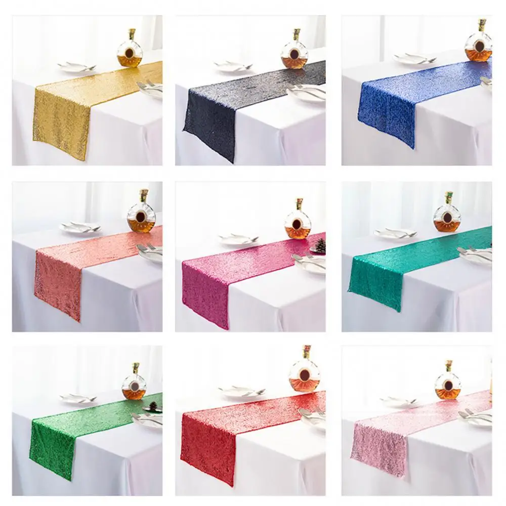 

50%HOTSequins Star Embroidery Tablecloth Table Runner Dining Room Home Buffet Decor