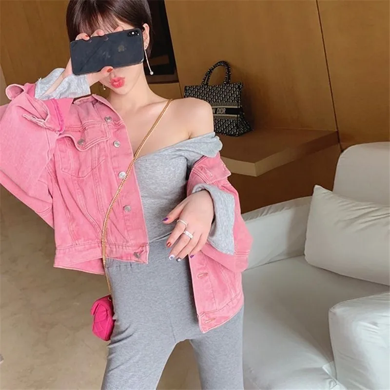 Куртка женская джинсовая в стиле оверсайз Повседневная Свободная верхняя одежда
