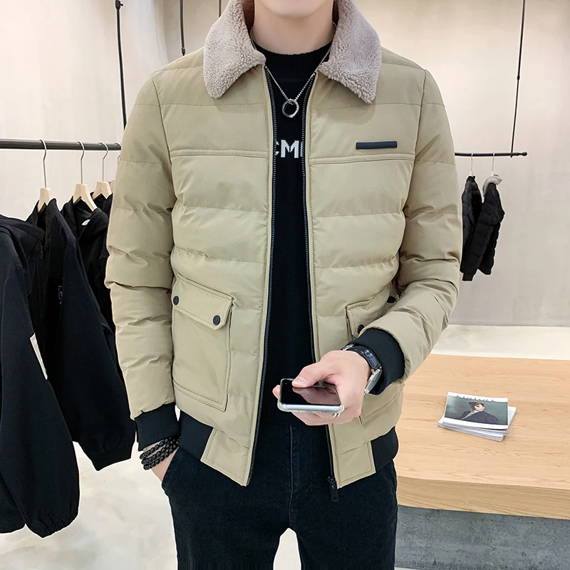Men s Jackets Slim Fit Parka Lapel Youth Winter Jackets and Coats For Men Autumn Winter Jacket Men Thicken Warm Cotton-Padded