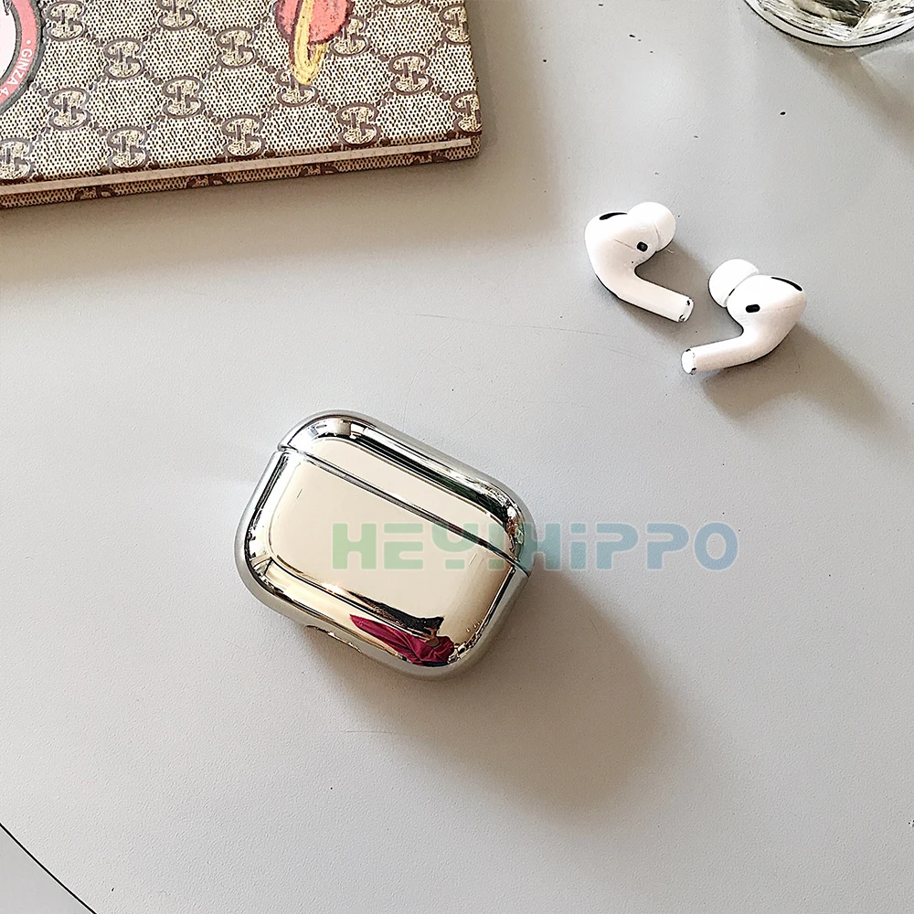 С гальваническим покрытием жесткий корпус наушников оболочка для Apple Airpods Pro защитный чехол роскошный золотой ящик анти-падение Крышка для airpods 2
