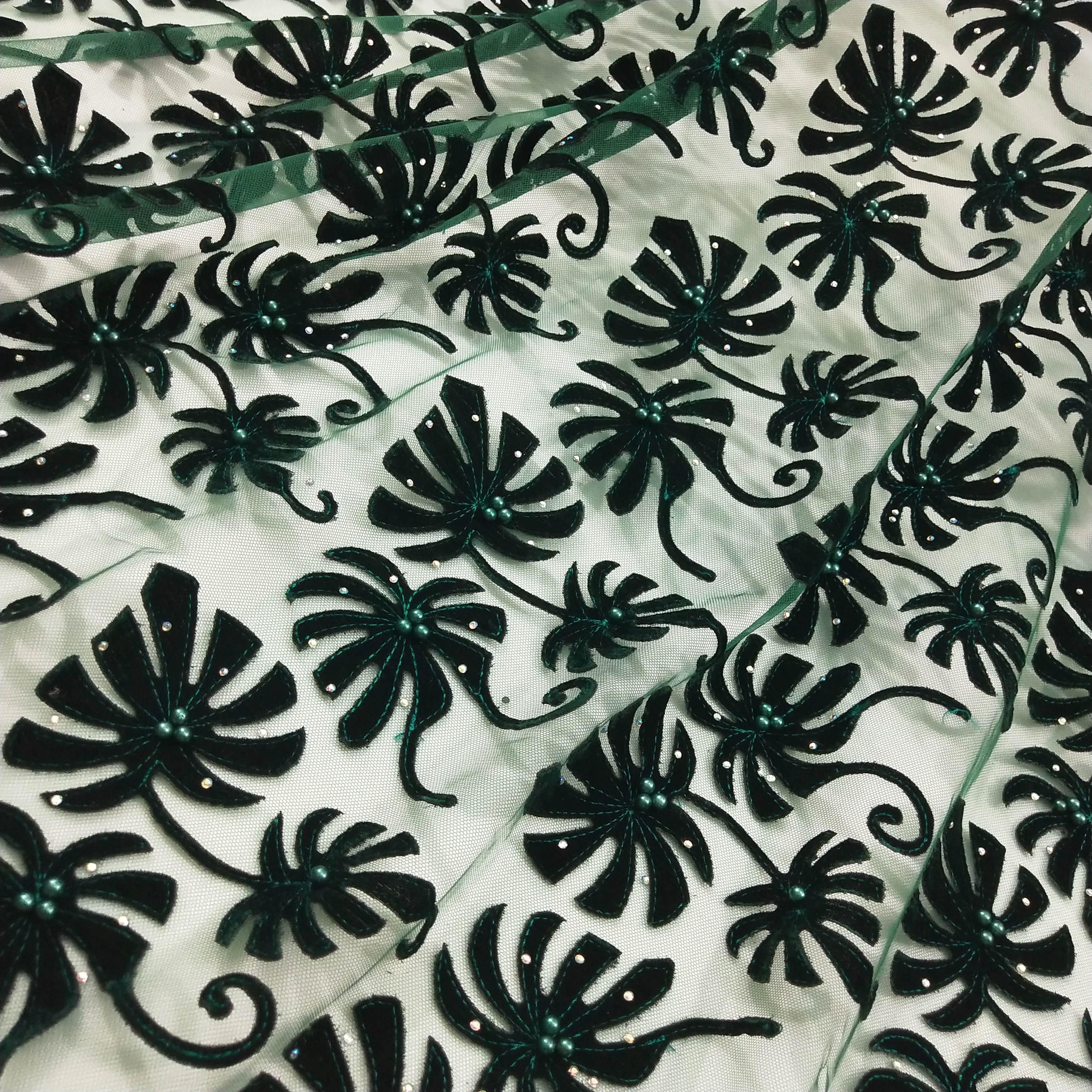 Африканский бархат кружево ткань Стразы Жемчуг Asoebi платье Королевский синий