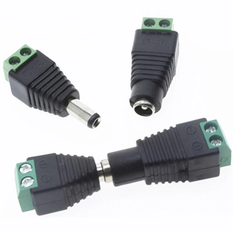 DC Connector Power Jack Plug Adapter 100 pcs 12V 5A Male+Female 2.1 X 5.5MM for CCTV Camera Led Strip | Электроника